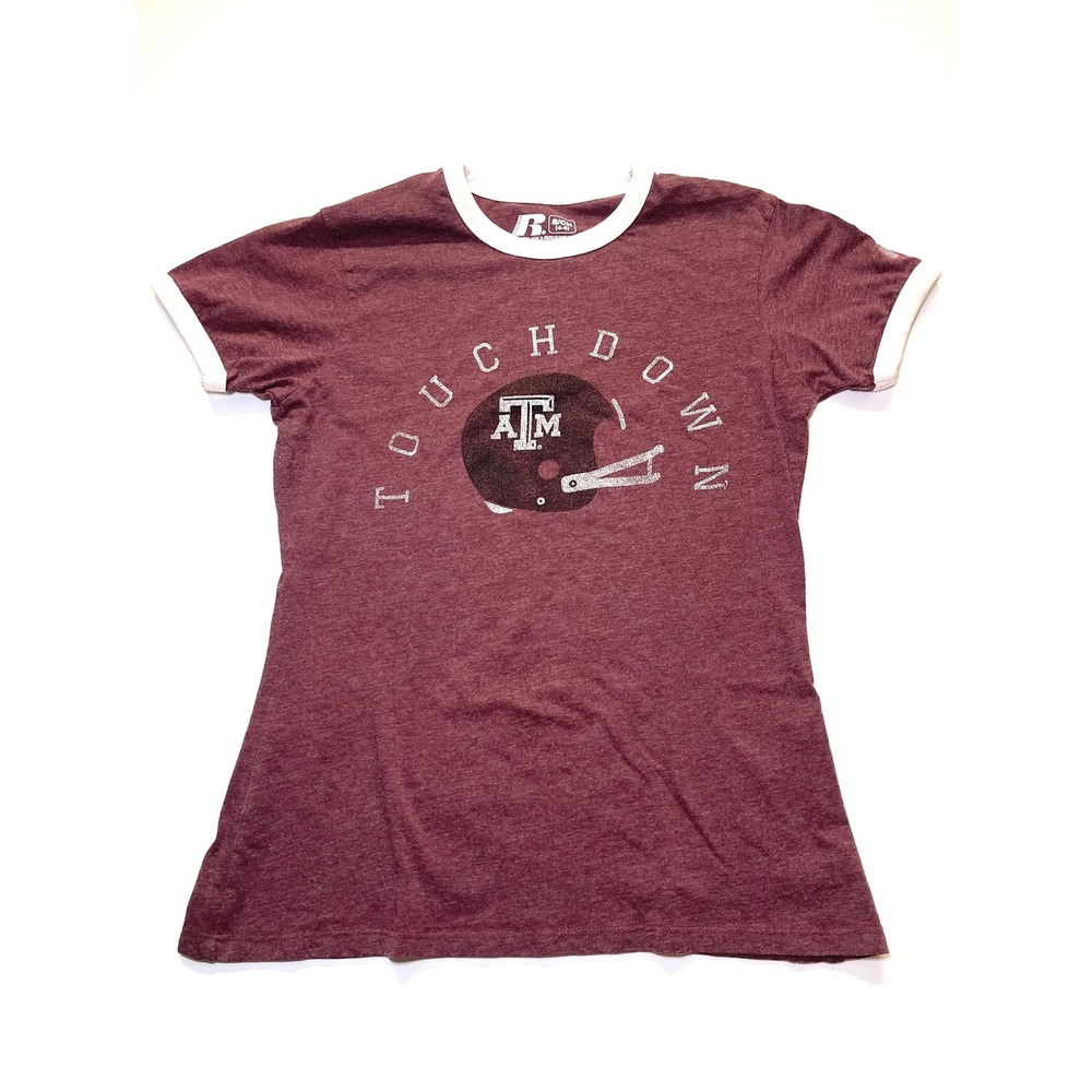 Russell Athletic Texas A&M Aggies Football Ringer T-Shirt Maroon Small 0271